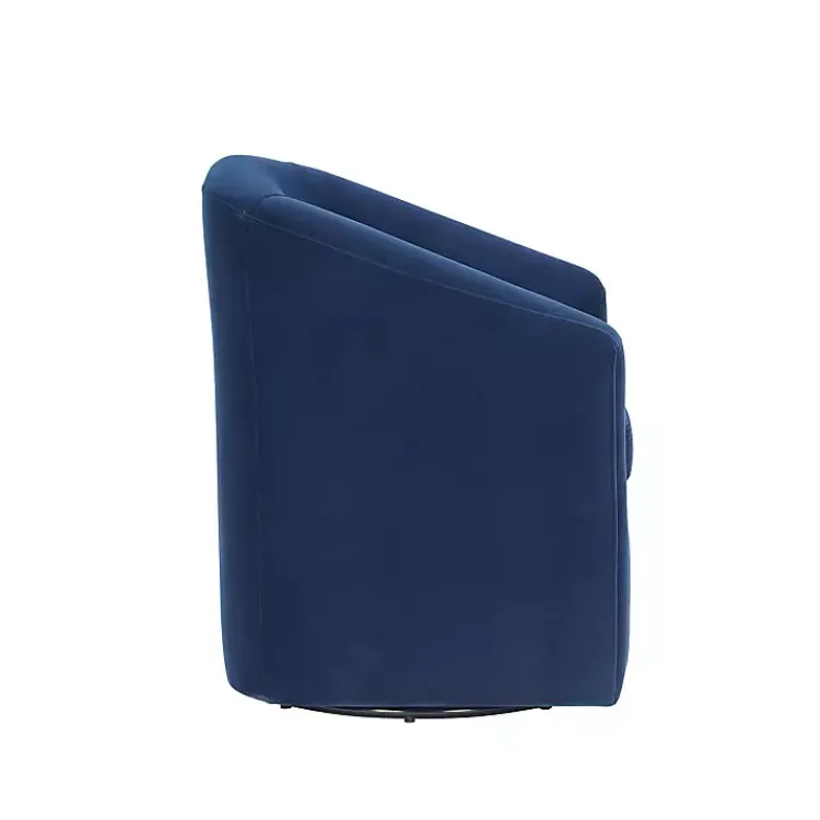 Kirklands Home Indigo Velvet Swivel Barrel Accent Chair Blue New