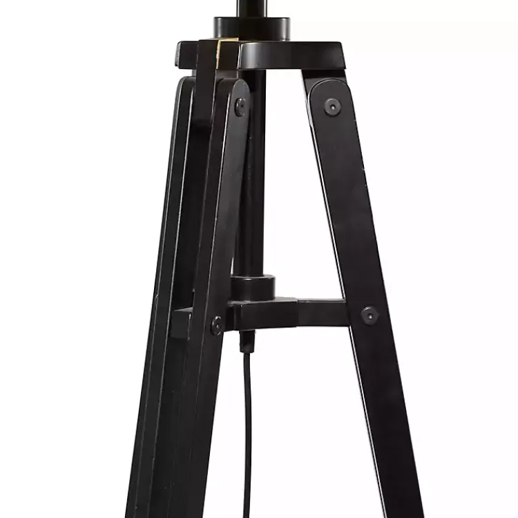 Kirklands Home Industrial Tripod Wooden Floor Lamp Ivory