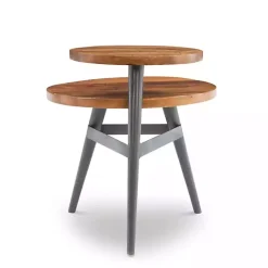Kirklands Home Industrial Two-Tiered Gunmetal Accent Table Brown Outlet