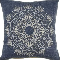 Pillows>Kirklands Home Intricate Medallion Navy and Cream Pillow
