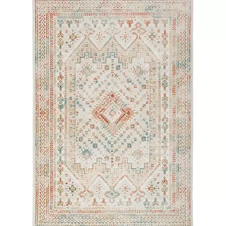 Kirklands Home Irsia White Traditional Area Rug, 5x7 New