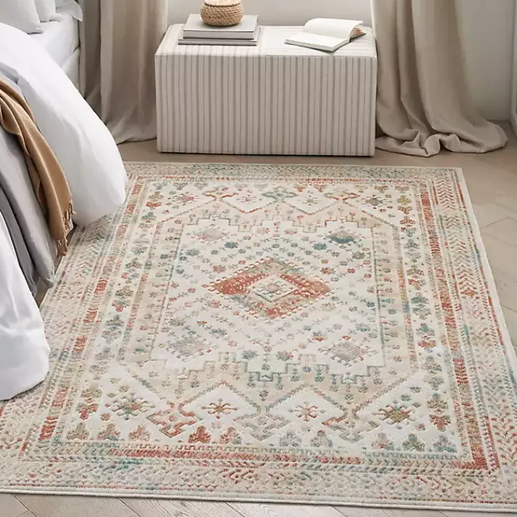Kirklands Home Irsia White Traditional Area Rug, 5x7 New