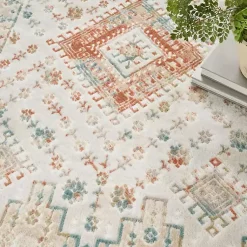 Kirklands Home Irsia White Traditional Area Rug, 5x7 New