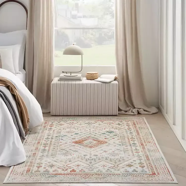 Kirklands Home Irsia White Traditional Area Rug, 5x7 New