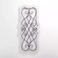 Kirklands Home Isabel White Wood and Metal Wall Plaque New