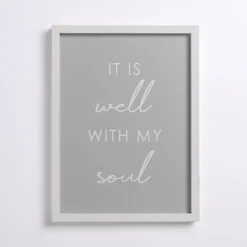 Kirklands Home It Is Well With My Soul Framed Wall Plaque Gray New