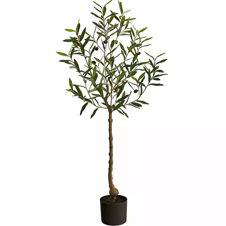 Trees & Topiaries>Kirklands Home Italian Olive Tree in Black Nursery Planter, 4 ft.