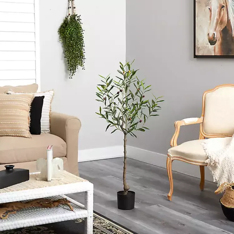 Trees & Topiaries>Kirklands Home Italian Olive Tree in Black Nursery Planter, 4 ft.