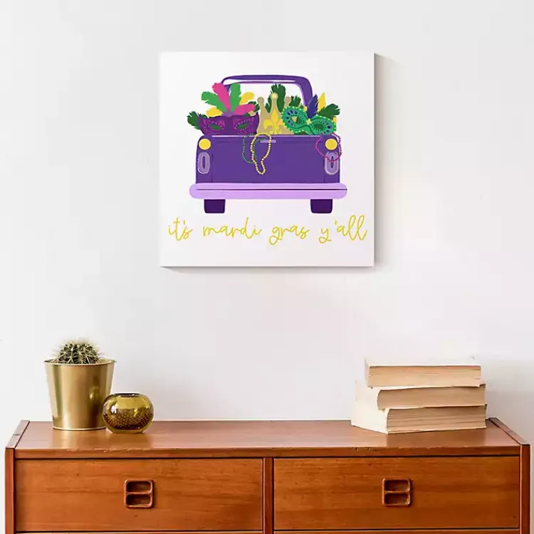 Mardi Gras Decorations>Kirklands Home It's Mardi Gras Y'all Canvas Wall Plaque