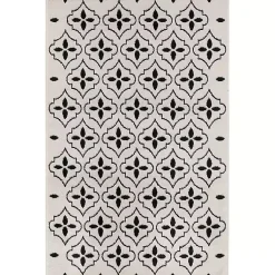 Kirklands Home Ivory & Black Quatrefoil Indoor/Outdoor Rug, 4x6 Best