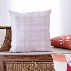 Pillows>Kirklands Home Ivory & Lilac Handwoven Plaid Throw Pillow