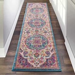 Kirklands Home Ivory & Multi Floral Medallion Runner, 2x10 Sale