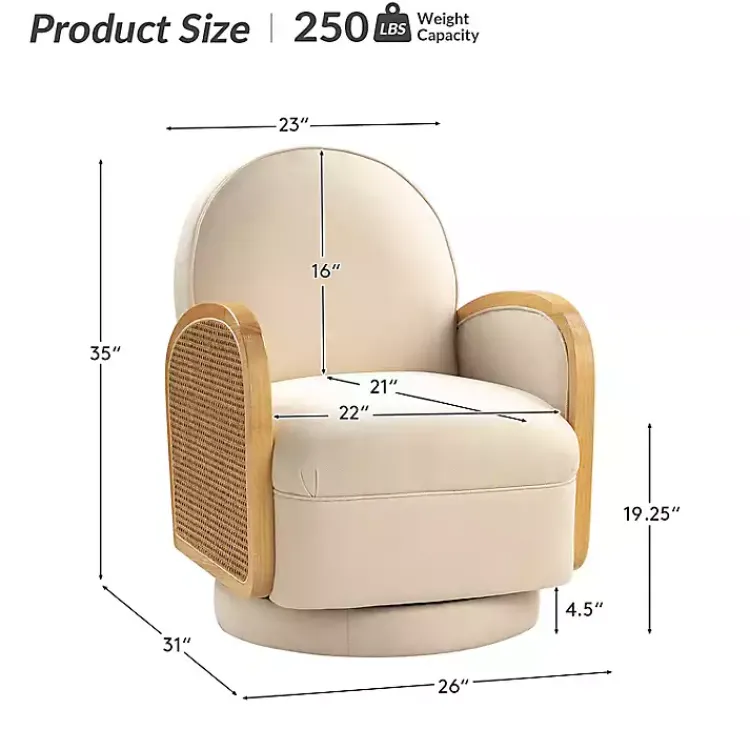 Kirklands Home & Natural Rattan Swivel Accent Chair Ivory Online
