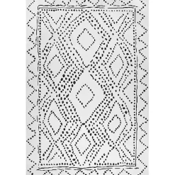 Kirklands Home Ivory and Black Diamond Washable Area Rug, 4x6 Discount