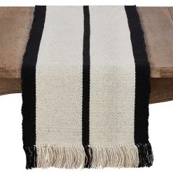 Kirklands Home Ivory and Black Heavy Rug Table Runner