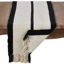 Kirklands Home Ivory and Black Heavy Rug Table Runner