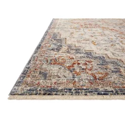 Kirklands Home Ivory and Blue Bergamo Area Rug, 5x7