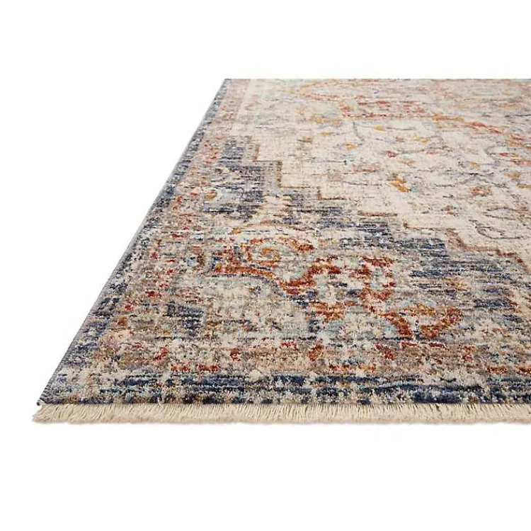 Kirklands Home Ivory and Blue Bergamo Area Rug, 5x7