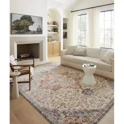 Kirklands Home Ivory and Blue Bergamo Area Rug, 6x9