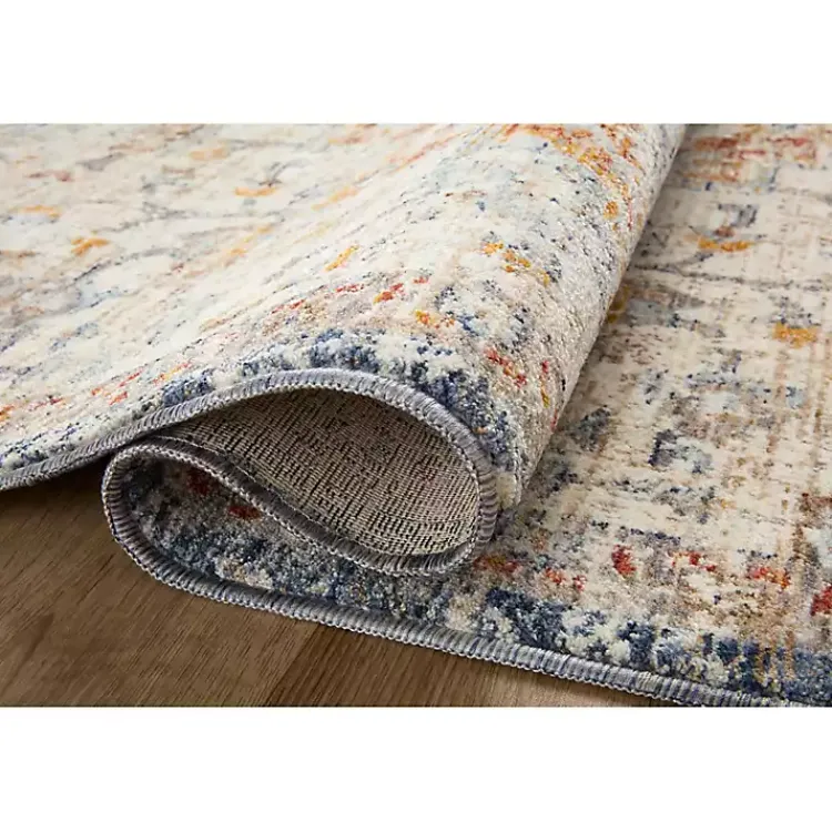 Kirklands Home Ivory and Blue Bergamo Area Rug, 6x9