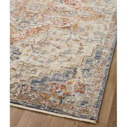 Kirklands Home Ivory and Blue Bergamo Area Rug, 6x9