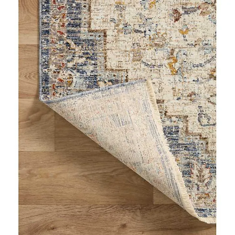 Kirklands Home Ivory and Blue Bergamo Area Rug, 6x9