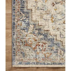 Kirklands Home Ivory and Blue Bergamo Area Rug, 6x9