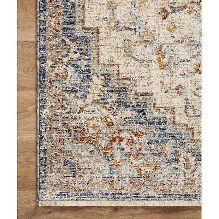 Kirklands Home Ivory and Blue Bergamo Area Rug, 6x9