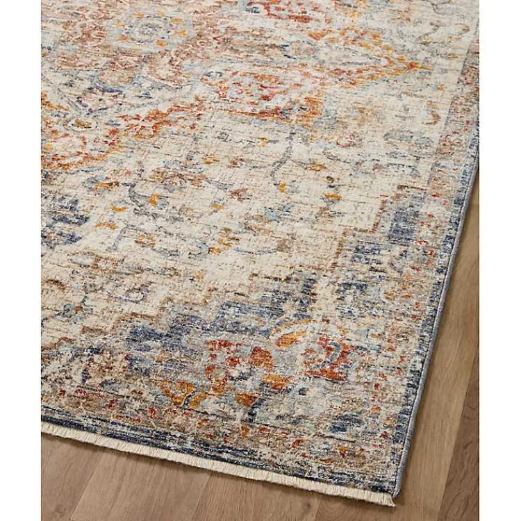 Kirklands Home Ivory and Blue Bergamo Area Rug, 7x10 Outlet