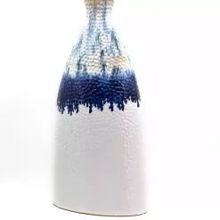 Vases>Kirklands Home Ivory and Blue Dipped Vase