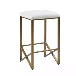 Kirklands Home Ivory and Gold Backless Counter Stool White Clearance