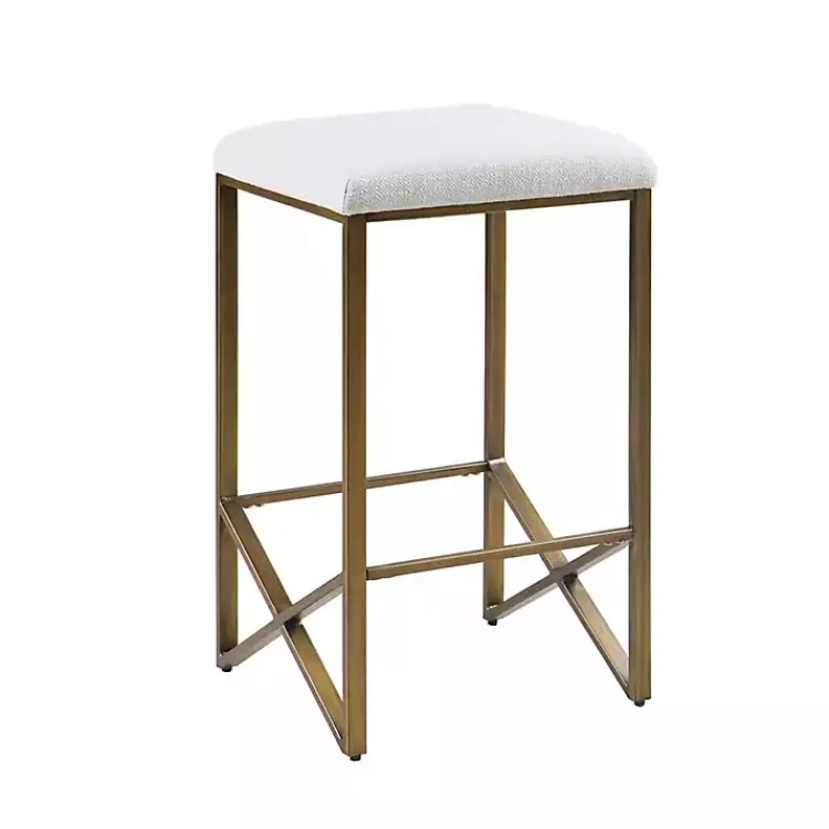 Kirklands Home Ivory and Gold Backless Counter Stool White Clearance