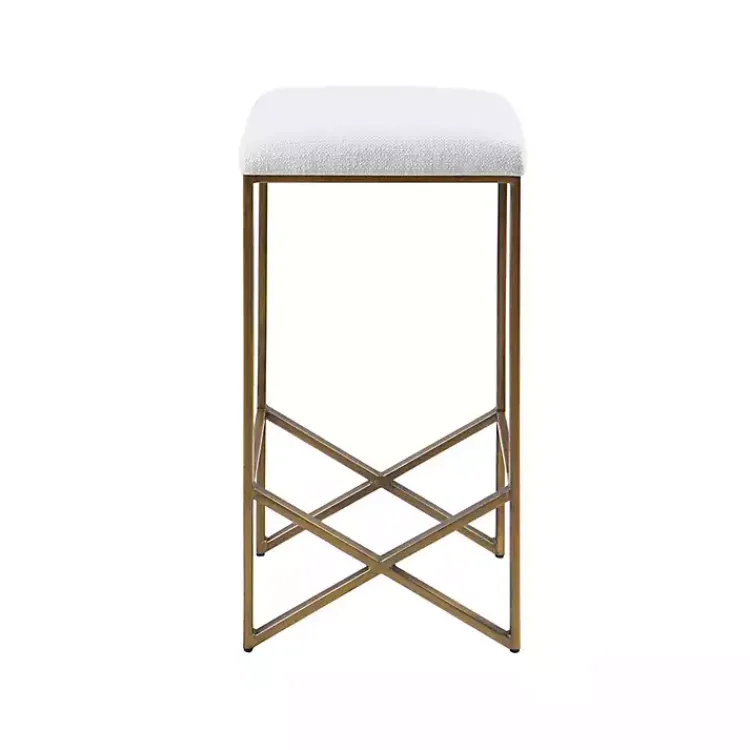 Kirklands Home Ivory and Gold Backless Counter Stool White Clearance