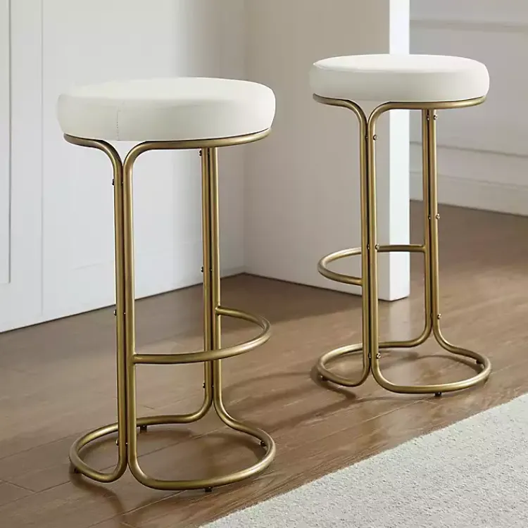 Kirklands Home and Gold Carson Counter Stools, Set of 2 Ivory