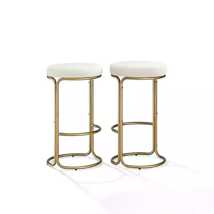 Kirklands Home and Gold Carson Counter Stools, Set of 2 Ivory