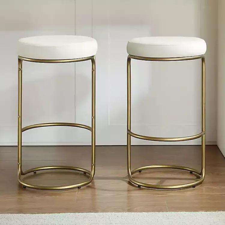 Kirklands Home and Gold Carson Counter Stools, Set of 2 Ivory