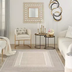 Kirklands Home Ivory and Gold Modern Glam Area Rug, 5x7 Best