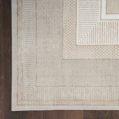 Kirklands Home Ivory and Gold Modern Glam Area Rug, 7x9 New