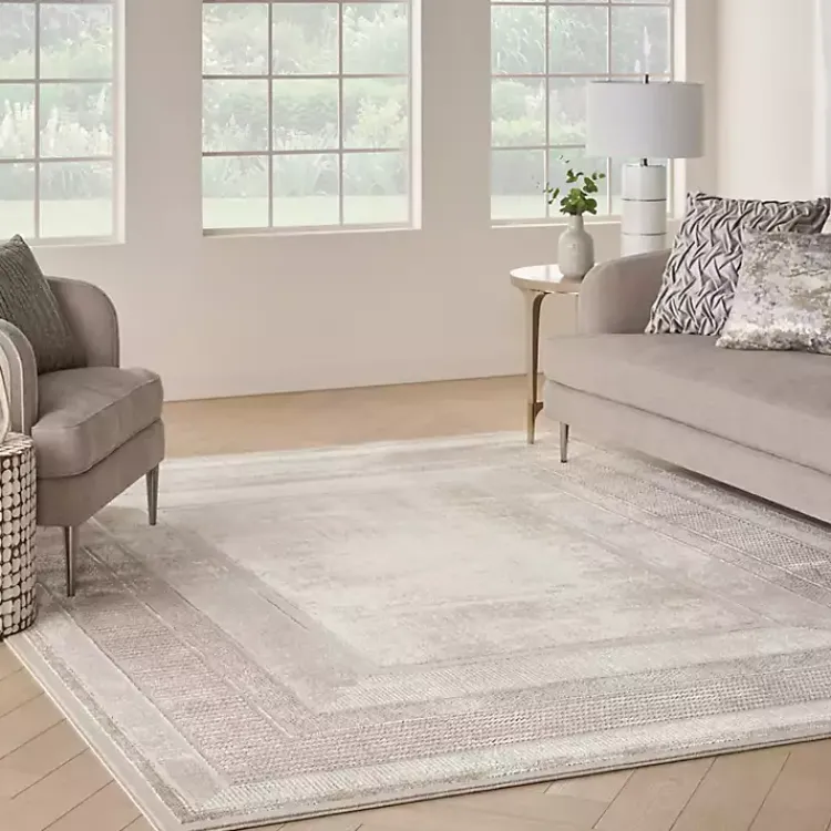 Kirklands Home Ivory and Gold Modern Glam Area Rug, 7x9 New