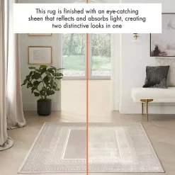 Kirklands Home Ivory and Gold Modern Glam Area Rug, 7x9 New