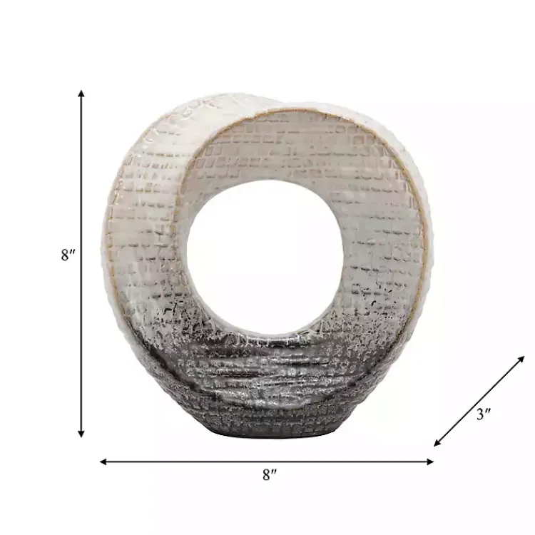 Statues & Figurines>Kirklands Home Ivory and Gray Ceramic Ring Sculpture