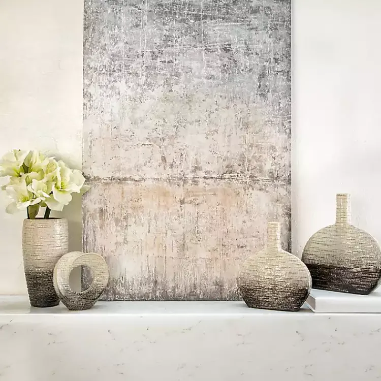 Statues & Figurines>Kirklands Home Ivory and Gray Ceramic Ring Sculpture