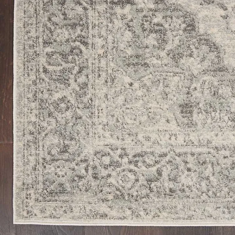 Kirklands Home Ivory and Gray Oushak Medallion Runner, 2x7