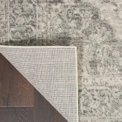 Kirklands Home Ivory and Gray Oushak Medallion Area Rug, 5x7 Clearance