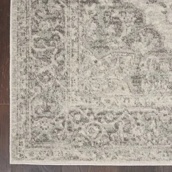 Kirklands Home Ivory and Gray Oushak Medallion Area Rug, 5x7 Clearance