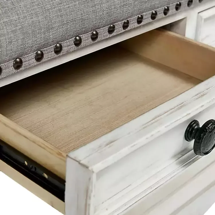Kirklands Home Ivory and Gray Upholstered Square Coffee Table Best