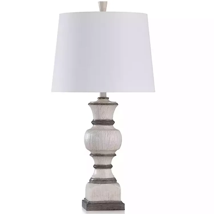Kirklands Home Ivory and Gray Wood Grain Table Lamp New