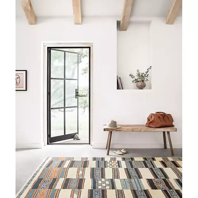 Kirklands Home Ivory and colored Tribal Outdoor Rug, 5x7 Multi Hot