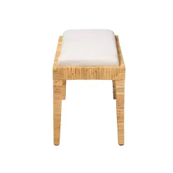 Kirklands Home and Natural Woven Rattan Bench Ivory Outlet