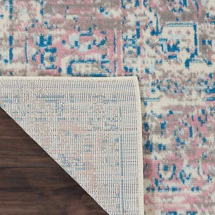 Kirklands Home Ivory and Pink Central Medallion Area Rug, 7x9 New